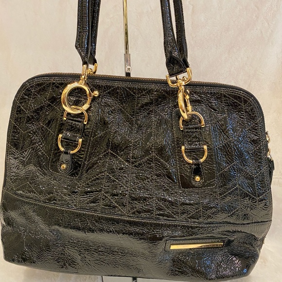 Black patented handbag